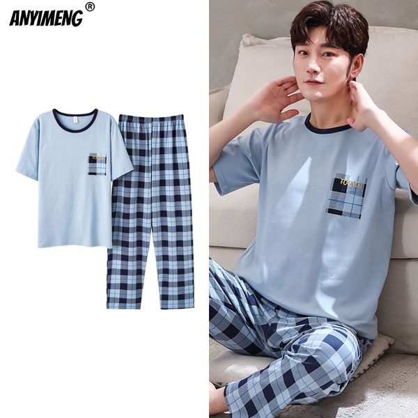 men's sleepwear mens pajamas summer knitted cotton pjs leisure for men o-neck short sleeved long pants pijamas set gentleman 221206, Black;brown
men's sleepwear mens pajamas summer knitted cotton pjs leisure for men o-neck short sleeved long pants pijamas set gentleman 221206, Black;brown