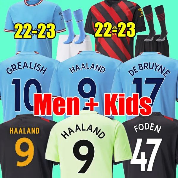22 23 haaland soccer jerseys grealish sterling mans cities mahrez fans player version de bruyne foden 2022 2023 football shirt kids kit set, Black;yellow
22 23 haaland soccer jerseys grealish sterling mans cities mahrez fans player version de bruyne foden 2022 2023 football shirt kids kit set, Black;yellow