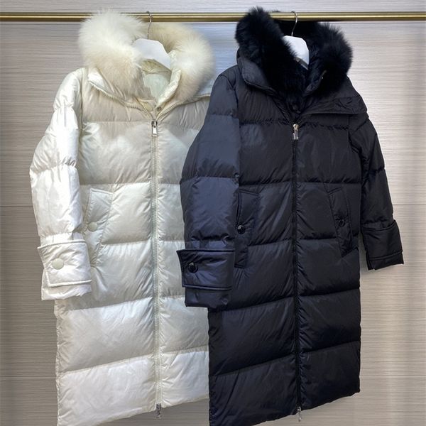 women fox fur collar thick warm winter down jackets solid color zipper large pockets long hooded down coats casual clothes, Black
women fox fur collar thick warm winter down jackets solid color zipper large pockets long hooded down coats casual clothes, Black