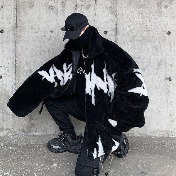 men s down parkas hybskr winter lamb wool jacket harajuku fashion casual oversize pattern male thicken warm hip hop loose coat 221205, Black
men s down parkas hybskr winter lamb wool jacket harajuku fashion casual oversize pattern male thicken warm hip hop loose coat 221205, Black