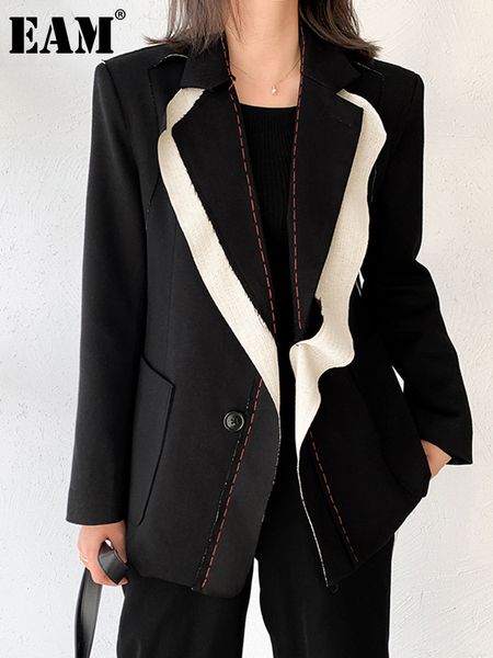 women's suits blazers eam women black contrast color burr blazer lapel long sleeve loose fit jacket fashion spring autumn 1w519 221205, White;black
women's suits blazers eam women black contrast color burr blazer lapel long sleeve loose fit jacket fashion spring autumn 1w519 221205, White;black
