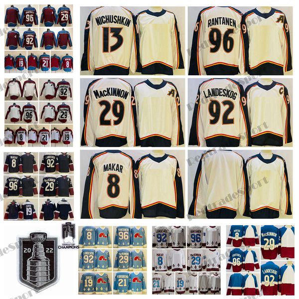 2022 stanley cup champions 29 nathan mackinnon hockey jerseys 92 gabriel landeskog mikko rantanen 8 cale makar joe sakic peter forsberg reve, Black;red
2022 stanley cup champions 29 nathan mackinnon hockey jerseys 92 gabriel landeskog mikko rantanen 8 cale makar joe sakic peter forsberg reve, Black;red