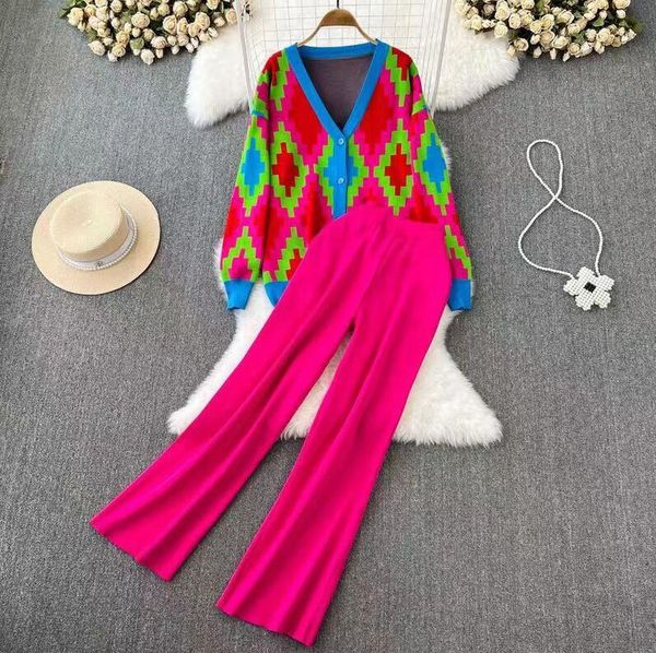 women's tracksuits plaid knitted two pieces suits v neck sweater oversized cardigan wide leg knit long pant, Gray
women's tracksuits plaid knitted two pieces suits v neck sweater oversized cardigan wide leg knit long pant, Gray