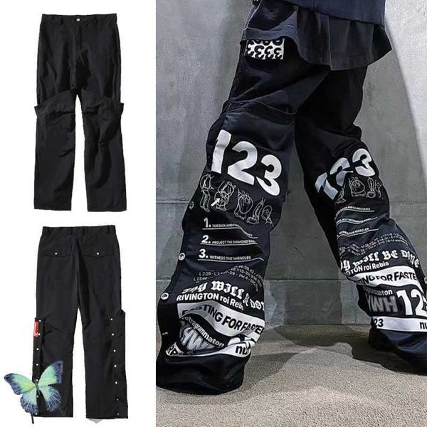 men's pants rrr123 high street printing deconstructed vibe breasted trousers micro flared pants rrr 123 t221205, Black
men's pants rrr123 high street printing deconstructed vibe breasted trousers micro flared pants rrr 123 t221205, Black