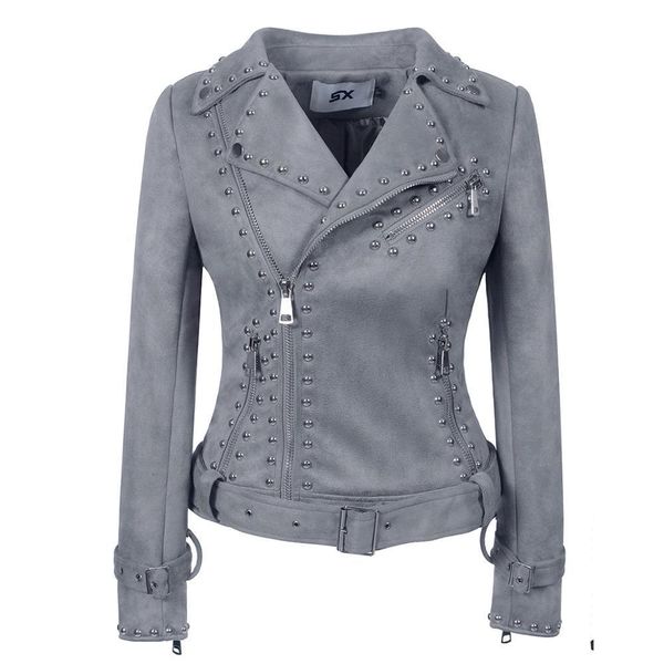 women's leather faux sx women autumn winter suede fabric jackets lady fashion matte motorcycle coat biker gray outerwear 221206, Black
women's leather faux sx women autumn winter suede fabric jackets lady fashion matte motorcycle coat biker gray outerwear 221206, Black