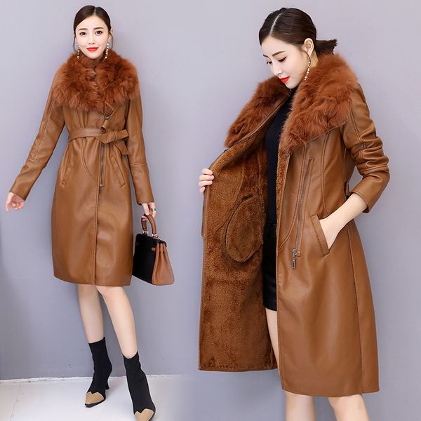 women's leather faux coat women winter loose long pu sashes jacket warm artifical fur collar manteau oversized hiver chaqueta cuero muj, Black
women's leather faux coat women winter loose long pu sashes jacket warm artifical fur collar manteau oversized hiver chaqueta cuero muj, Black