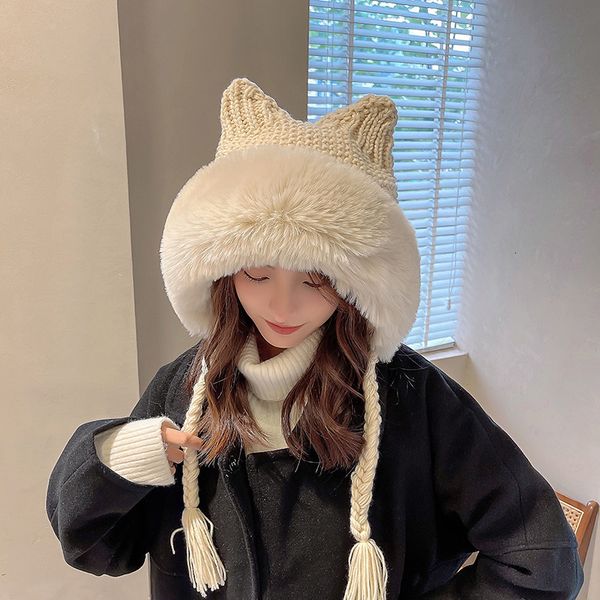beanieskull caps winter warm knitted hat fur women with earflap two balls lady outdoor thicken plush fluffy cap russian s for 221205, Blue;gray
beanieskull caps winter warm knitted hat fur women with earflap two balls lady outdoor thicken plush fluffy cap russian s for 221205, Blue;gray