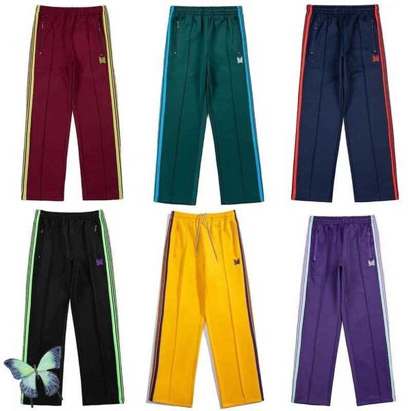 men's pants side webbing casual men women sports trousers awge needles butterfly embroidery butterfly sweatpant t221205, Black
men's pants side webbing casual men women sports trousers awge needles butterfly embroidery butterfly sweatpant t221205, Black