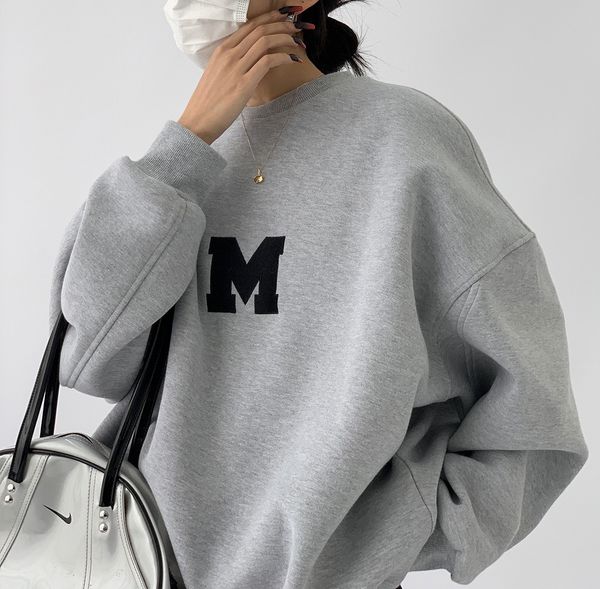 women gray sweatshirts cotton hoodies casual loose long sleeve o neck pullovers streetwear letter embroidery outwear, Black
women gray sweatshirts cotton hoodies casual loose long sleeve o neck pullovers streetwear letter embroidery outwear, Black