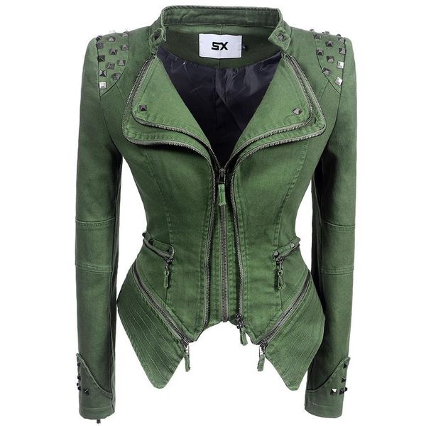 women's leather faux sxsx women spring autumn denim rivet punk short slim fit jacket motorcycle windbreaker zipper outerwear 221206, Black
women's leather faux sxsx women spring autumn denim rivet punk short slim fit jacket motorcycle windbreaker zipper outerwear 221206, Black