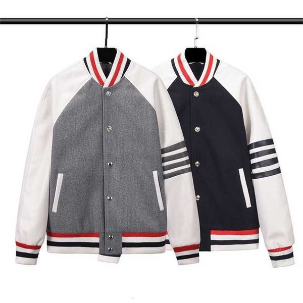 tb 2023 fall/winter brand jacket new baseball wear fashion design long sleeve color block coat men's and women's striped jacket, Black;brown
tb 2023 fall/winter brand jacket new baseball wear fashion design long sleeve color block coat men's and women's striped jacket, Black;brown