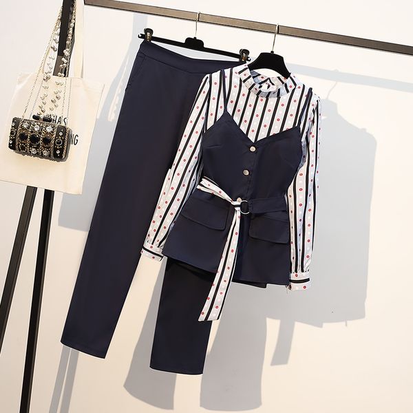 women s two piece pants big size minimalism fall suit elegant striped blazer jacket high waist office lady set for outfits 221206, White
women s two piece pants big size minimalism fall suit elegant striped blazer jacket high waist office lady set for outfits 221206, White