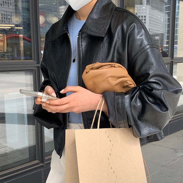 women's jackets autumn women faux leather jacket ladies long sleeve zipper pu coat korean style chic loose streetwear outerwear biker c, Black;brown
women's jackets autumn women faux leather jacket ladies long sleeve zipper pu coat korean style chic loose streetwear outerwear biker c, Black;brown