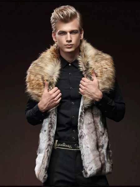 men's fur faux vest slim fit lapel big collar short waistcoat men jacket brown leather winter warm coat 221206, Black
men's fur faux vest slim fit lapel big collar short waistcoat men jacket brown leather winter warm coat 221206, Black