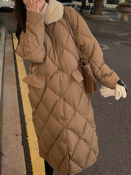 women s down parkas long warm winter women coat fur collar cotton jacket female retro solid color zipper quilted jackets thickened 221205, Black
women s down parkas long warm winter women coat fur collar cotton jacket female retro solid color zipper quilted jackets thickened 221205, Black