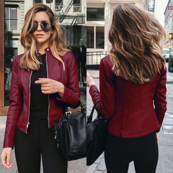 women's leather faux womens motorcycle jacket women bike coat outwear zipper outfit spring autumn womefashion short thin female 221206, Black
women's leather faux womens motorcycle jacket women bike coat outwear zipper outfit spring autumn womefashion short thin female 221206, Black