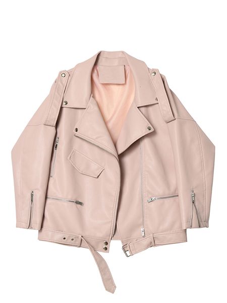 women's leather faux fitaylor autumn women soft loose jacket coat turndown collar zipper pu motorcycle overcoat female rivet punk 22120, Black
women's leather faux fitaylor autumn women soft loose jacket coat turndown collar zipper pu motorcycle overcoat female rivet punk 22120, Black