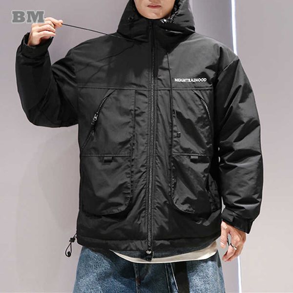 down plus size winter warm jacket men clothing japanese streetwear thick tooling hooded puffer harajuku coat fm1k, Black
down plus size winter warm jacket men clothing japanese streetwear thick tooling hooded puffer harajuku coat fm1k, Black