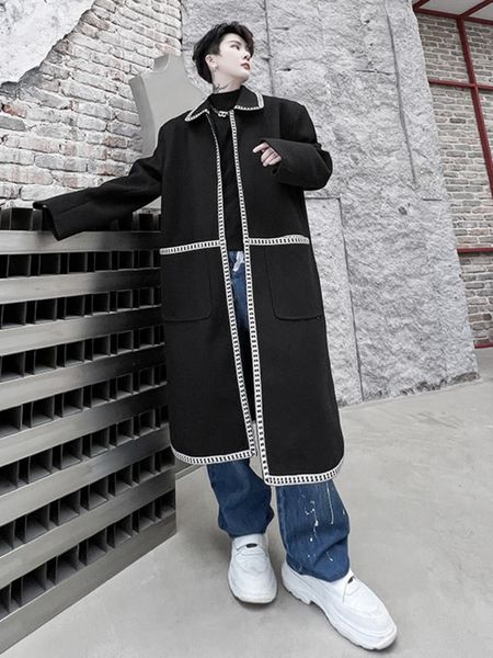 men's wool blends syuhgfa korean streetwear lapel woolen jacket men clothing loose long coat autumn fashion casual woolen jacket for ma, Black
men's wool blends syuhgfa korean streetwear lapel woolen jacket men clothing loose long coat autumn fashion casual woolen jacket for ma, Black