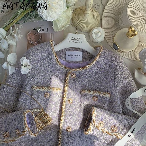 women's jackets matakawa autumn winter women tweed chains korean fashion sweet vintage chaqueta mujer contrast color veste femme 221205, Black;brown
women's jackets matakawa autumn winter women tweed chains korean fashion sweet vintage chaqueta mujer contrast color veste femme 221205, Black;brown