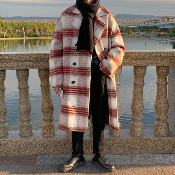 men's wool blends winter thickened plaid woolen coat men warm fashion oversize long woolen coat korean loose thick trench coat mens ove, Black
men's wool blends winter thickened plaid woolen coat men warm fashion oversize long woolen coat korean loose thick trench coat mens ove, Black
