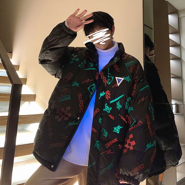 men's down parkas 22 men hip hop oversize padded down jacket stand collar jacket coat streetwear reflective graffiti parka cotton haraj, Black
men's down parkas 22 men hip hop oversize padded down jacket stand collar jacket coat streetwear reflective graffiti parka cotton haraj, Black