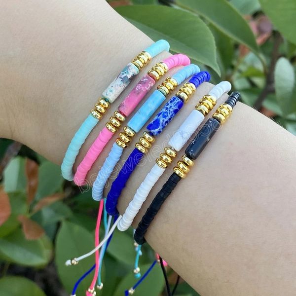 bohemian colorful soft pottery clay bracelets vintage columnar natural stone charm bracelets for women men woven jewelry, Golden;silver
bohemian colorful soft pottery clay bracelets vintage columnar natural stone charm bracelets for women men woven jewelry, Golden;silver