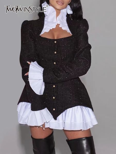 two piece dress twotwinstyle set womens square collar long sleeve high waist mini skirts ruffle trim colorblock sets females 221206, White
two piece dress twotwinstyle set womens square collar long sleeve high waist mini skirts ruffle trim colorblock sets females 221206, White