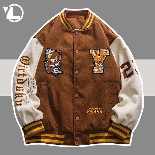 men's jackets retro baseball jackets men spring bear flocking embroidery letter bomber jacket casual street varsity loose patchwork coa, Black;brown
men's jackets retro baseball jackets men spring bear flocking embroidery letter bomber jacket casual street varsity loose patchwork coa, Black;brown