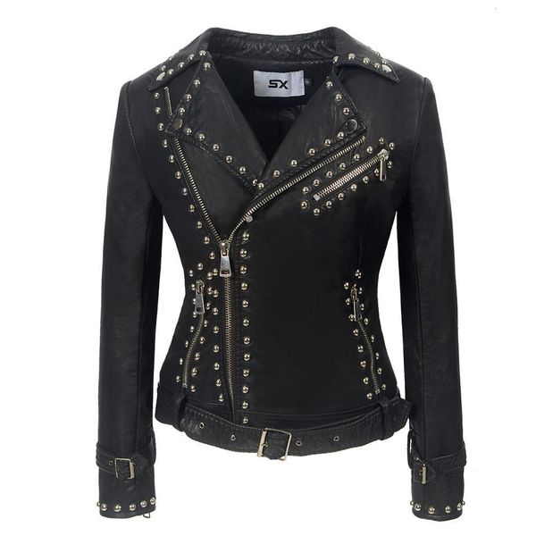 women's leather faux sx gothic pu faux leather belt rivet jacket women autumn winter fashion motorcycle black punk outerwear 221206
women's leather faux sx gothic pu faux leather belt rivet jacket women autumn winter fashion motorcycle black punk outerwear 221206