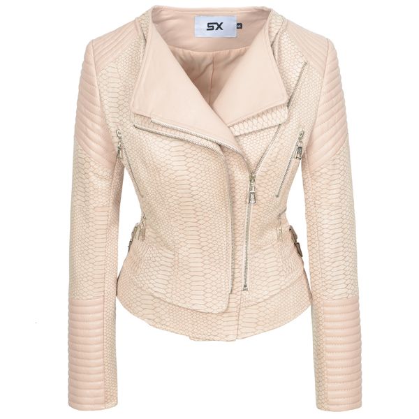 women's leather faux sx spring autumn women suede jacket ladies pink snake pattern zipper biker pu slim coat female casual outwear 2212, Black
women's leather faux sx spring autumn women suede jacket ladies pink snake pattern zipper biker pu slim coat female casual outwear 2212, Black