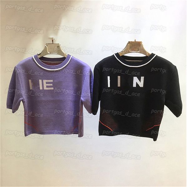 letters women knit t shirt short sleeve womens knits vintage fashion jumper, Black
letters women knit t shirt short sleeve womens knits vintage fashion jumper, Black