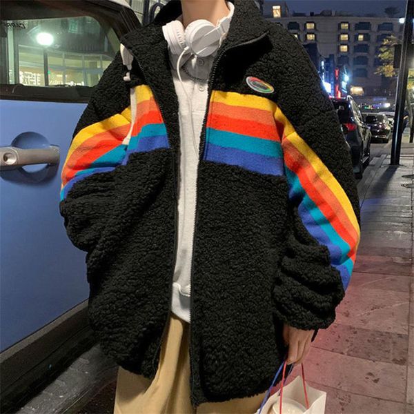men s down parkas warm coats for men autumn winter rainbow print lamb wool male loose thicken zipper outerwear manteaux pour hommes 221205, Black
men s down parkas warm coats for men autumn winter rainbow print lamb wool male loose thicken zipper outerwear manteaux pour hommes 221205, Black