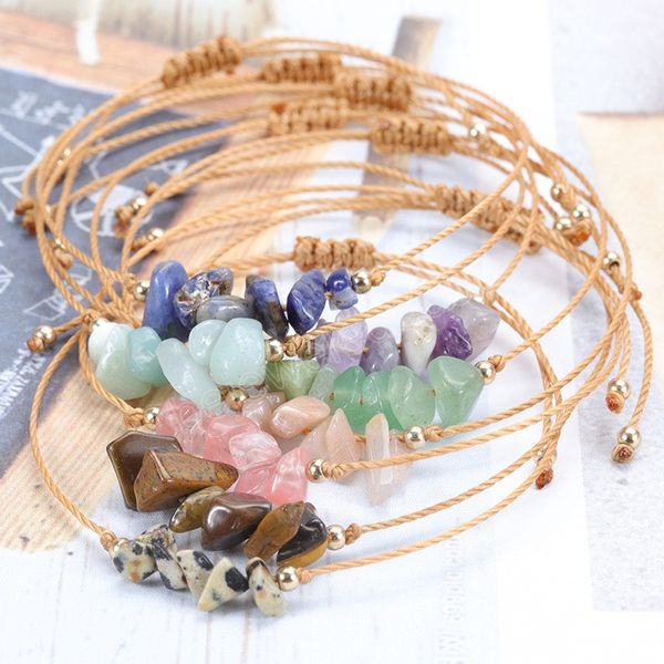 fashion broken stone bracelet hand-woven rope charm bracelets for women men couple bangle jewelry travel party wrist, Golden;silver
fashion broken stone bracelet hand-woven rope charm bracelets for women men couple bangle jewelry travel party wrist, Golden;silver