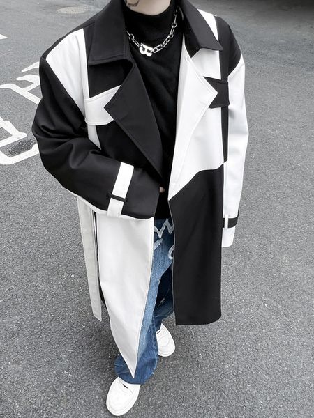 men's jackets syuhgfa men clothing autumn fashion black white patchwork belt trench long coat loose overcoat trend handsome windbreak 2, Black;brown
men's jackets syuhgfa men clothing autumn fashion black white patchwork belt trench long coat loose overcoat trend handsome windbreak 2, Black;brown