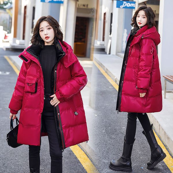 women's down parkas glossy winter women hooded bread puffer jacket female long 90 white duck coat streetwear thick warm snow parka 2212, Black
women's down parkas glossy winter women hooded bread puffer jacket female long 90 white duck coat streetwear thick warm snow parka 2212, Black