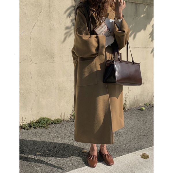 women blends korea autumn and winter en overcoat women x long loose lacing belt black gray double sided 100 coat jacket 221205
women blends korea autumn and winter en overcoat women x long loose lacing belt black gray double sided 100 coat jacket 221205