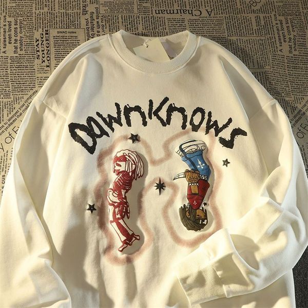 women s hoodies sweatshirts american hip hop skeleton character round sweater couple high street vibe lazy feeling plus velvet thick coat ov, Black
women s hoodies sweatshirts american hip hop skeleton character round sweater couple high street vibe lazy feeling plus velvet thick coat ov, Black