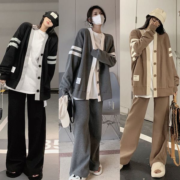 womens two piece pants leisure sports suit spring lazy style cardigan sweater jacket wide leg straight twopiece 221206, White
womens two piece pants leisure sports suit spring lazy style cardigan sweater jacket wide leg straight twopiece 221206, White