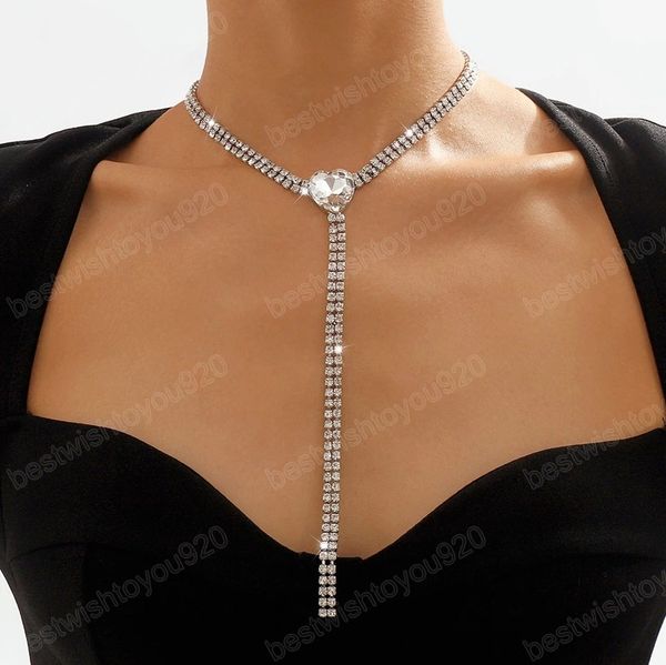 temperament full rhinestone y chain necklace for women long tassel love heart choker banquet jewelry accessories, Silver
temperament full rhinestone y chain necklace for women long tassel love heart choker banquet jewelry accessories, Silver