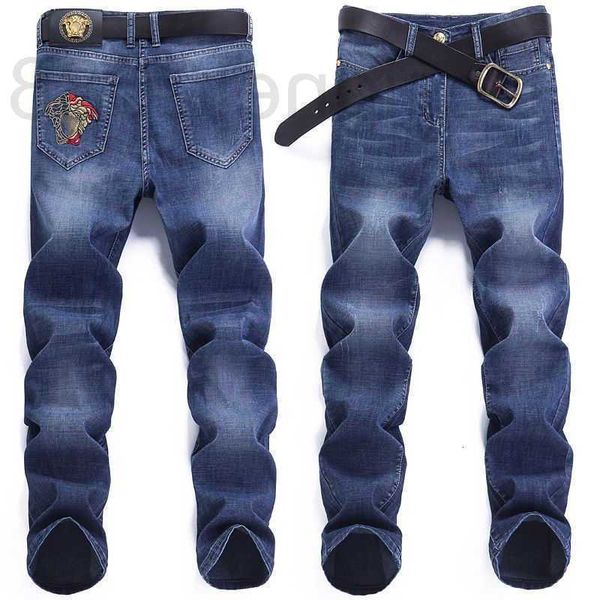 men's jeans designer spring summer jeans mens medusa embroidered denim trousers slim stretch straight-leg pants fashion cpaj, Blue
men's jeans designer spring summer jeans mens medusa embroidered denim trousers slim stretch straight-leg pants fashion cpaj, Blue