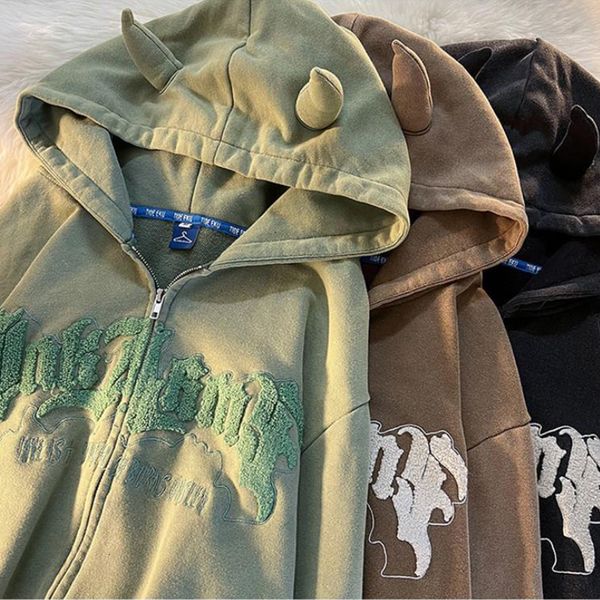 women's hoodies sweatshirts cute angel ears zipper women retro harajuku letter embroidery oversize jacket autumn thick hooded sweatshir, Black
women's hoodies sweatshirts cute angel ears zipper women retro harajuku letter embroidery oversize jacket autumn thick hooded sweatshir, Black