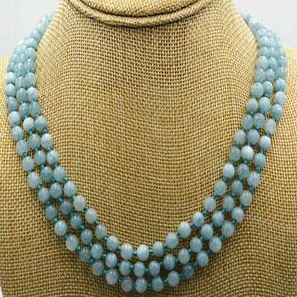 charming natural 3 rows 6mm aquamarine beads gemstone necklace 17-19 ", Silver
charming natural 3 rows 6mm aquamarine beads gemstone necklace 17-19 ", Silver