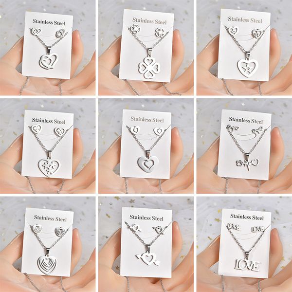 wedding jewelry sets 30setlot trendy stainless steel silver color love heart pendant chain necklace stud earring for women fashion set 22120, Slivery;golden
wedding jewelry sets 30setlot trendy stainless steel silver color love heart pendant chain necklace stud earring for women fashion set 22120, Slivery;golden