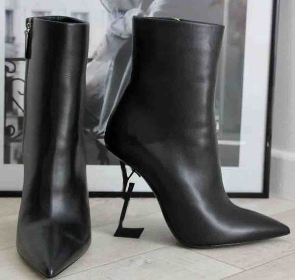 luxury brand design booties women ankle boot calf leather thin heels opyum 110mm famous lady pointed toe martin booties party wedding side z, Black
luxury brand design booties women ankle boot calf leather thin heels opyum 110mm famous lady pointed toe martin booties party wedding side z, Black