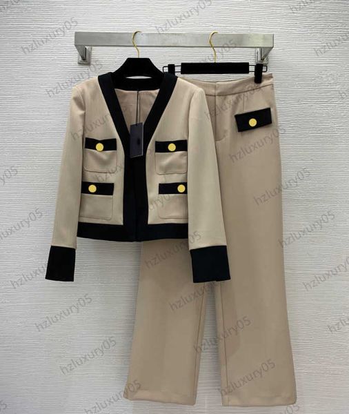 two piece sets womens two pieces pants color contrast stitching edge buttons decoration v-neck short zipper jacket high-waisted wide-legged, White
two piece sets womens two pieces pants color contrast stitching edge buttons decoration v-neck short zipper jacket high-waisted wide-legged, White