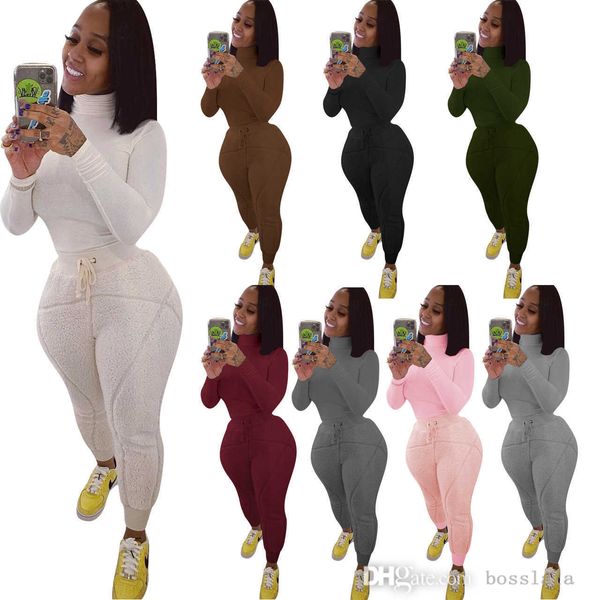 womans high collar slim tracksuit winter rib plush sports leisure sportwear solid color two piece outfits, Gray
womans high collar slim tracksuit winter rib plush sports leisure sportwear solid color two piece outfits, Gray