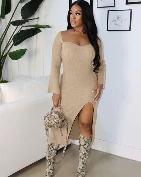 casual dresses women square collar long sleeve knitted bodycon midi dress ribbed split 2022 fall winter harajuku party club robe, Black;gray
casual dresses women square collar long sleeve knitted bodycon midi dress ribbed split 2022 fall winter harajuku party club robe, Black;gray