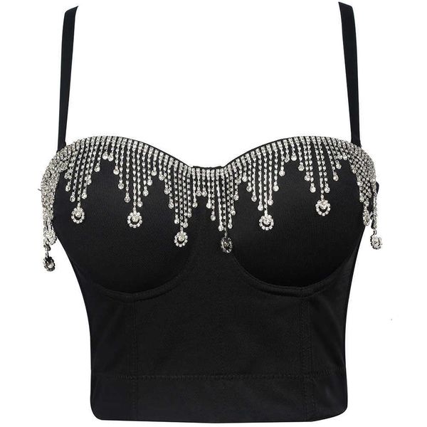 french corset diamond chain stage performance clothes girls summer chest wrap open back women wearing suspender, White
french corset diamond chain stage performance clothes girls summer chest wrap open back women wearing suspender, White