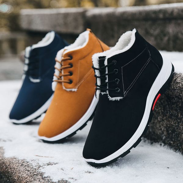 boots winter snow comfortable warm ankle boots wear resistant cotton shoes men snow velvet 221207, Black